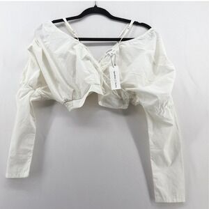 The Drop Signedblake White Off Shoulder Crop Top Long Sleeve Wrap B09S1B7B2C S